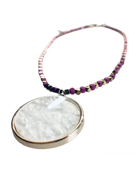 Χειροποίητο κοραλί κολιέ με πέτρες αιματίτη Fira