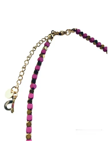 Χειροποίητο κοραλί κολιέ με πέτρες αιματίτη Fira