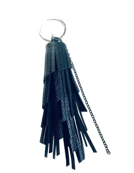 Χειροποίητο μαύρο μπρελόκ φούντα με αλυσίδα