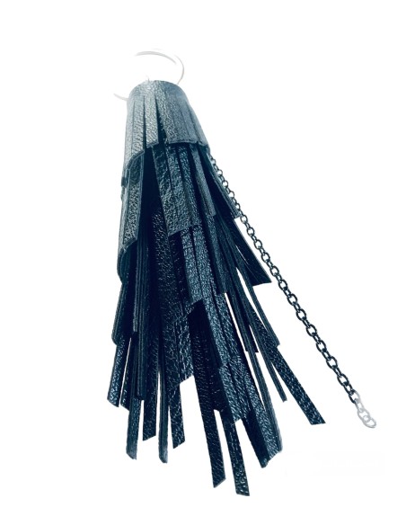 Χειροποίητο μαύρο μπρελόκ φούντα με αλυσίδα