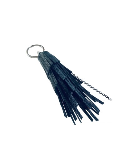 Χειροποίητο μαύρο μπρελόκ φούντα με αλυσίδα