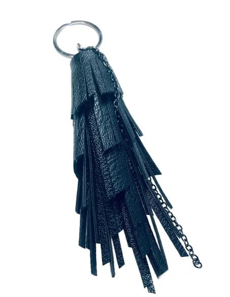 Χειροποίητο μαύρο μπρελόκ φούντα με αλυσίδα