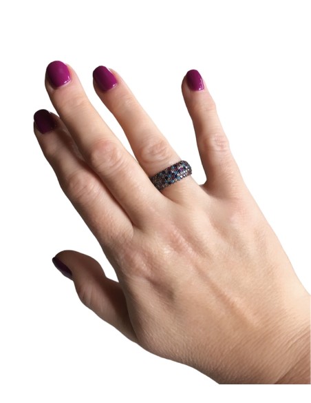 Γυναικείο δαχτυλίδι από ασήμι 925 και καρφωτά χρωματιστά ζιργκόν Sylvie