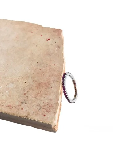 Γυναικείο δαχτυλίδι βεράκι από ασήμι 925 και ροζ ζιργκόν Rossa