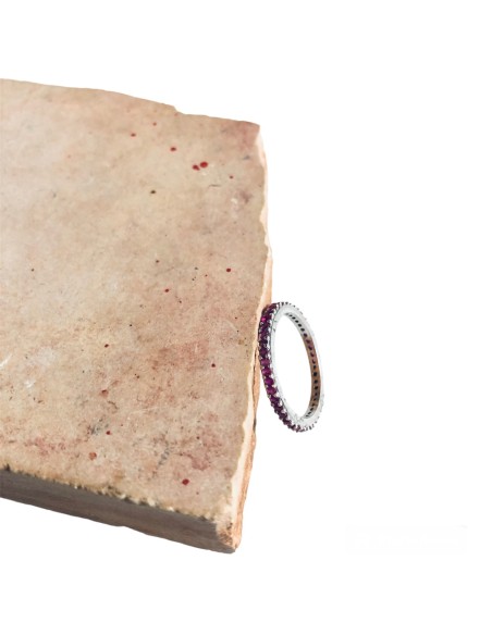 Γυναικείο δαχτυλίδι βεράκι από ασήμι 925 και ροζ ζιργκόν Rossa