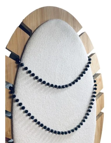 Χειροποίητο ροζάριο από ατσάλι και μαύρο κρύσταλλα Magica