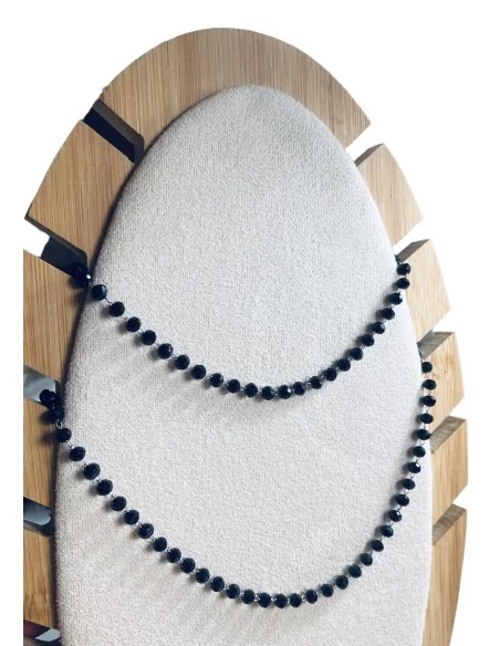 Χειροποίητο ροζάριο από ατσάλι και μαύρο κρύσταλλα Magica