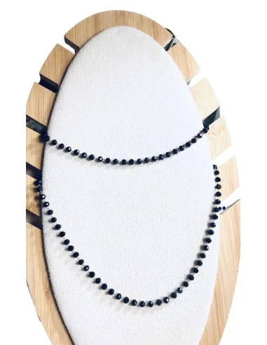 Χειροποίητο ροζάριο από ατσάλι και μαύρο κρύσταλλα Magica