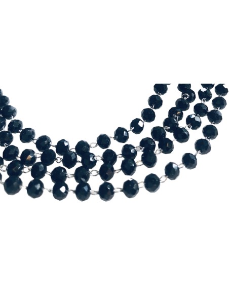 Χειροποίητο ροζάριο από ατσάλι και μαύρο κρύσταλλα Magica