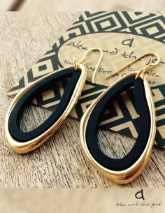 Κόσμημα σκουλαρίκια με επιχρυσωμένο ορείχαλκο σε χρυσό ή ροζ χρυσό σε λευκό ή μαύρο με γάντζους από ασήμι 925 Kira 2