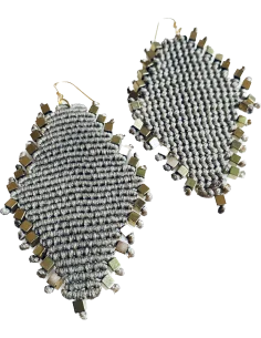 Χειροποίητα μακραμέ σκουλαρίκια με πέτρες αιματίτη Toskani