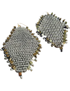 Χειροποίητα μακραμέ σκουλαρίκια με πέτρες αιματίτη Toskani 2