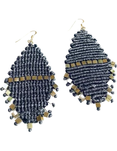 Χειροποίητα σκουλαρίκια μακραμέ με ημιπολύτιμες πέτρες Αιματίτη Sicily