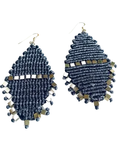 Χειροποίητα σκουλαρίκια μακραμέ με ημιπολύτιμες πέτρες Αιματίτη Sicily 2