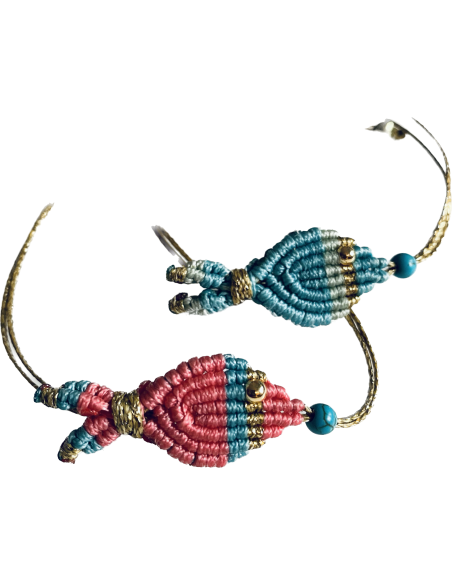 Χειροποίητο μακραμέ βραχιόλι ψαράκι Fishy Fishy