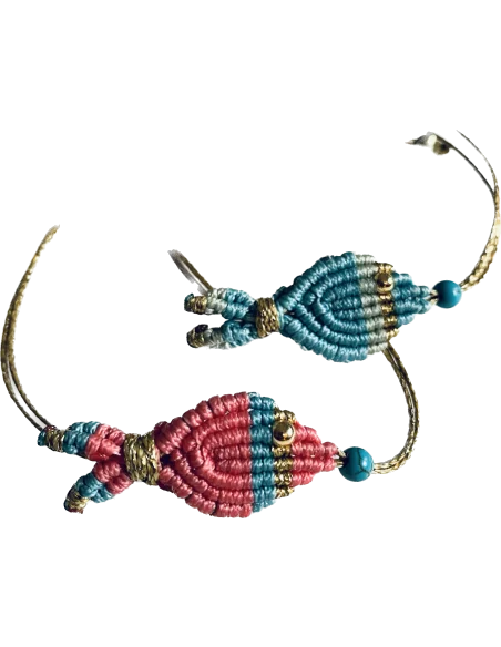 Χειροποίητο μακραμέ βραχιόλι ψαράκι Fishy Fishy