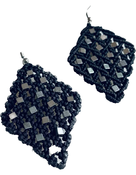 Χειροποίητα σκουλαρίκια μακραμέ σε σχήμα ρόμβου Dorida