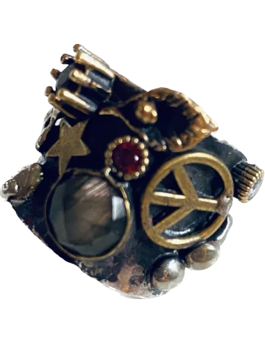 Χειροποίητο ασημένιο δαχτυλίδι από ασήμι 925 παλαιωμένο Peace