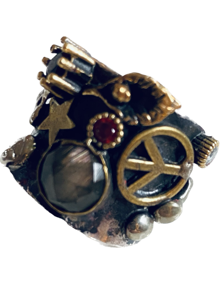 Χειροποίητο ασημένιο δαχτυλίδι από ασήμι 925 παλαιωμένο Peace