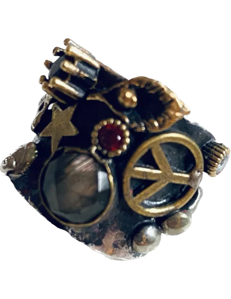 Χειροποίητο ασημένιο δαχτυλίδι από ασήμι 925 παλαιωμένο Peace