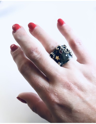 Χειροποίητο ασημένιο δαχτυλίδι από ασήμι 925 παλαιωμένο Peace