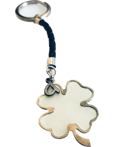 Χειροποίητο ασημένιο μπρελόκ από ασήμι 925 Τετράφυλλο τριφύλλι