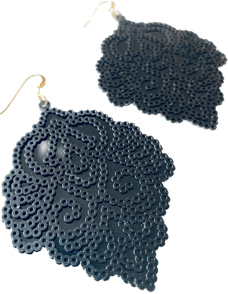 Χειροποίητα μαύρα διάτρητα σκουλαρίκια Kentima