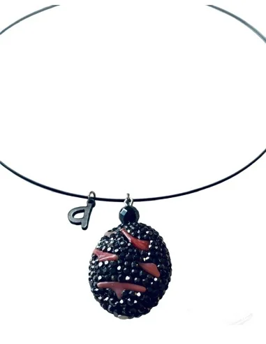 Χειροποίητο κολιέ με ημιπολύτιμη πέτρα από Κοράλι και Μαρκασίτη Volcano