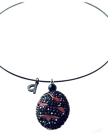 Χειροποίητο κολιέ με ημιπολύτιμη πέτρα από Κοράλι και Μαρκασίτη Volcano