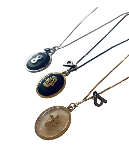 Χειροποίητο γυναικείο κόσμημα κολιέ με ημιπολύτιμες πέτρες και ατσάλι