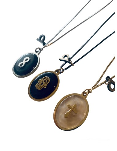 Χειροποίητο γυναικείο κόσμημα κολιέ με ημιπολύτιμες πέτρες και ατσάλι