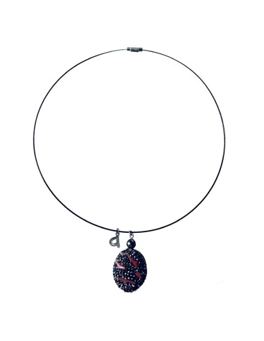 Χειροποίητο κολιέ με ημιπολύτιμη πέτρα  από Κοράλι και Μαρκασίτη Volcano