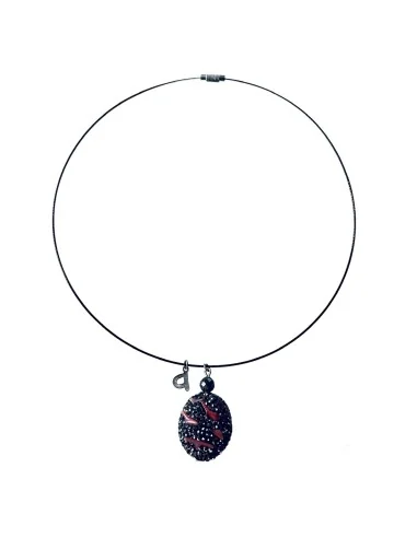 Χειροποίητο κολιέ με ημιπολύτιμη πέτρα από Κοράλι και Μαρκασίτη Volcano