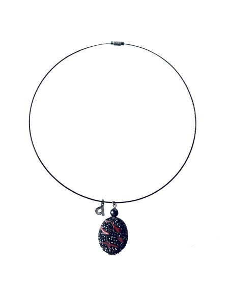 Χειροποίητο κολιέ με ημιπολύτιμη πέτρα  από Κοράλι και Μαρκασίτη Volcano