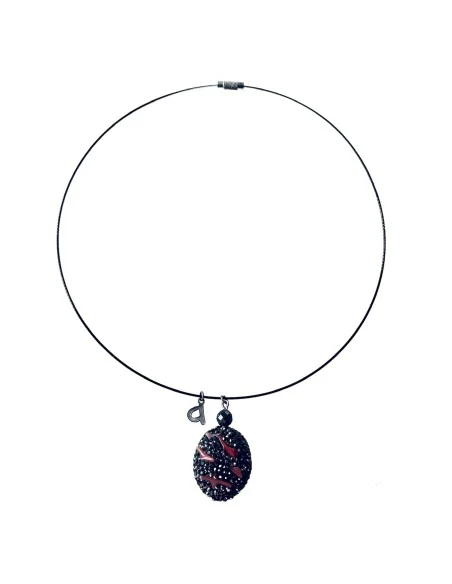 Χειροποίητο κολιέ με ημιπολύτιμη πέτρα από Κοράλι και Μαρκασίτη Volcano