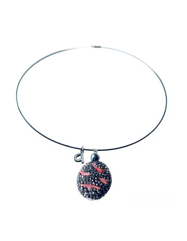 Χειροποίητο κολιέ με ημιπολύτιμη πέτρα  από Κοράλι και Μαρκασίτη Volcano