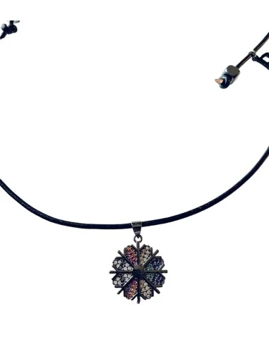 Χειροποίητο χρωματιστό κρεμαστό σε δερμάτινο κορδόνι Χιονονιφάδα