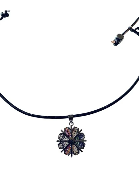 Χειροποίητο χρωματιστό κρεμαστό σε δερμάτινο κορδόνι Χιονονιφάδα