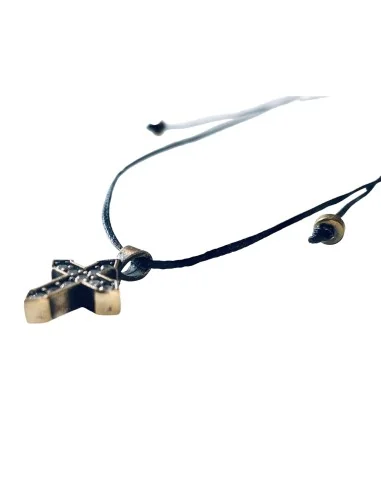 Χειροποίητος ασημένιος Σταυρός 925 με ζιργκόν σε δερμάτινιο κορδόνι Saint