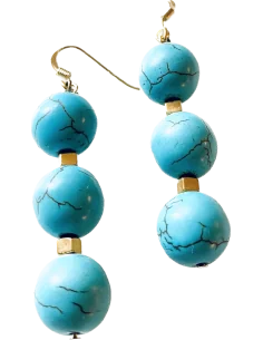 Χειροποίητα γυναικεία γαλάζια σκουλαρίκια από ημιπολύτιμες πέτρες Αχάτη και Αιματίτη Sierra Leone