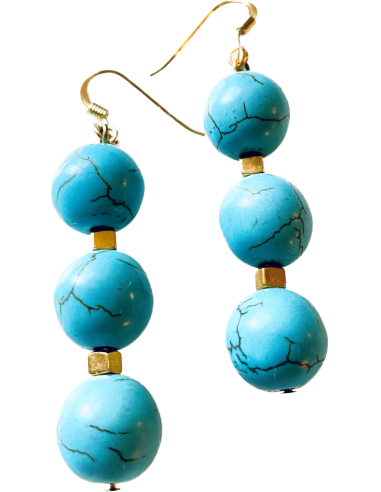 Χειροποίητα γυναικεία γαλάζια σκουλαρίκια από ημιπολύτιμες πέτρες Αχάτη και Αιματίτη Sierra Leone Χειροποίητα γυναικεία γαλάζια σκουλαρίκια από ημιπολύτιμες πέτρες Αχάτη και Αιματίτη Sierra Leone