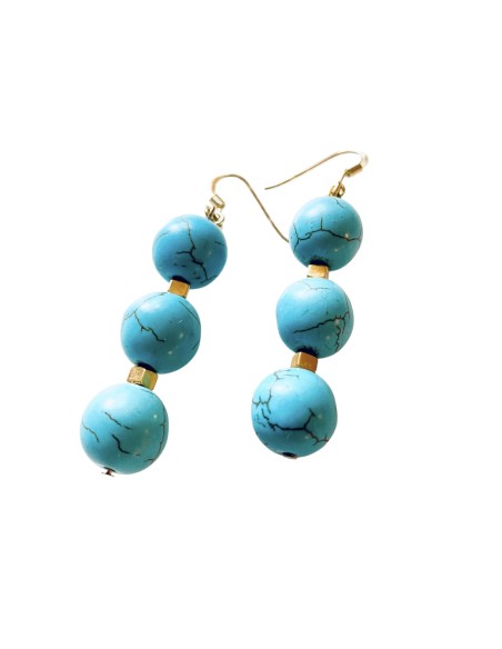 Χειροποίητα γυναικεία γαλάζια σκουλαρίκια από ημιπολύτιμες πέτρες Αχάτη και Αιματίτη Sierra Leone Χειροποίητα γυναικεία γαλάζια σκουλαρίκια από ημιπολύτιμες πέτρες Αχάτη και Αιματίτη Sierra Leone