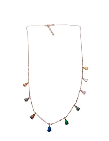 Γυναικείο ασημένιο κολιέ από Ασήμι 925 με πολύχρωμα κρύσταλλα Τσεχίας Liberia