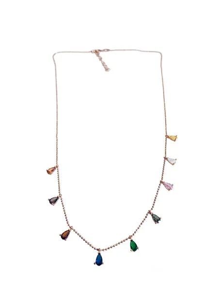 Γυναικείο ασημένιο κολιέ από Ασήμι 925 με πολύχρωμα κρύσταλλα Τσεχίας Liberia