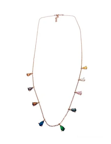 Γυναικείο ασημένιο κολιέ από Ασήμι 925 με πολύχρωμα κρύσταλλα Τσεχίας Liberia