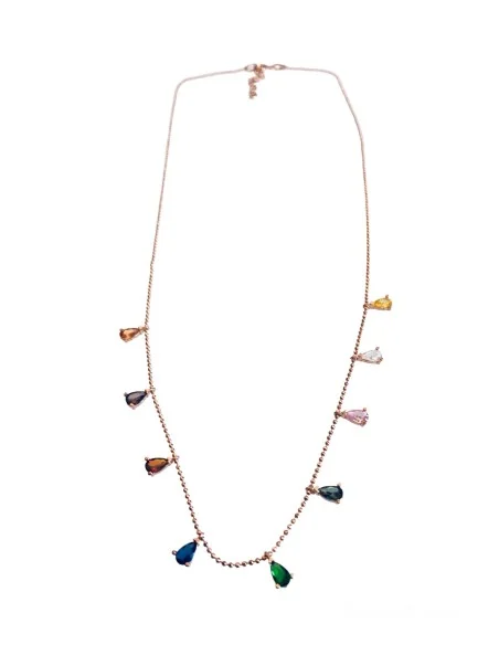 Γυναικείο ασημένιο κολιέ από Ασήμι 925 με πολύχρωμα κρύσταλλα Τσεχίας Liberia