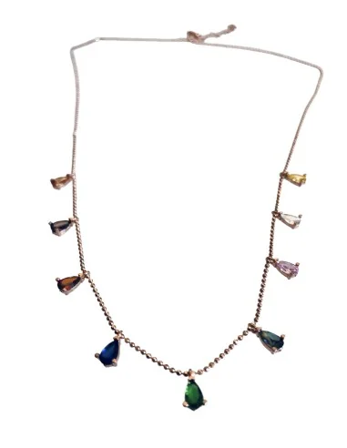 Γυναικείο ασημένιο κολιέ από Ασήμι 925 με πολύχρωμα κρύσταλλα Τσεχίας Liberia