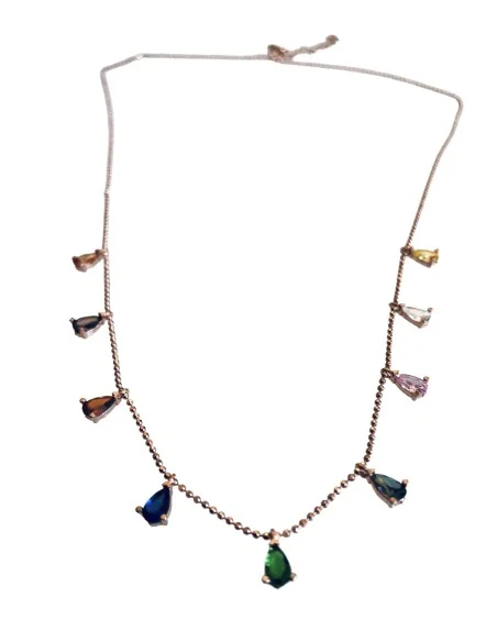 Γυναικείο ασημένιο κολιέ από Ασήμι 925 με πολύχρωμα κρύσταλλα Τσεχίας Liberia
