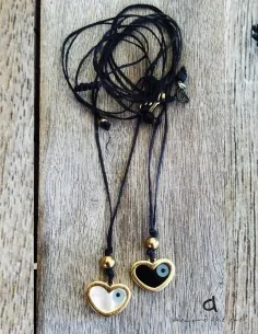 Χειροποίητο κολιέ κόσμημα με κρεμαστό μάτι σε διάφορα σχέδια σε λευκό ή μαύρο Elements