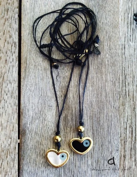 Χειροποίητο κολιέ κόσμημα με κρεμαστό μάτι σε διάφορα σχέδια σε λευκό ή μαύρο Elements